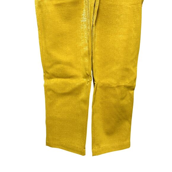 Royalty By Maluma Pants Faux Leather High Waisted Zipper Accents Yellow W 0 NWT - Picture 4 of 10